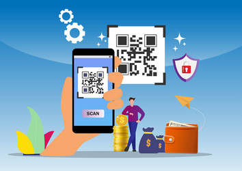 Qr code scanning concept with people scan vector