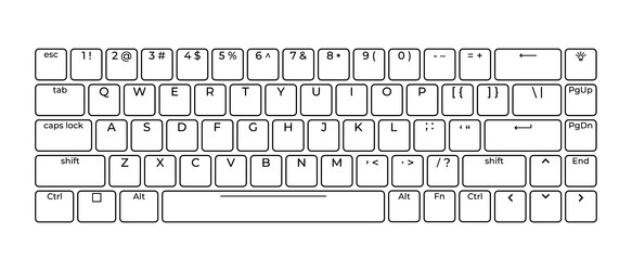 computer keyboard button layout template vector image