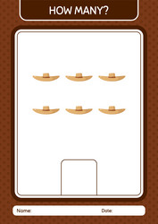 how many counting game with straw hat worksheet vector image