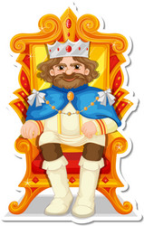 King sitting on throne cartoon character sticker vector