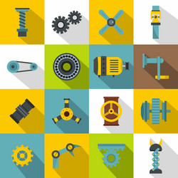 techno mechanisms kit icons set flat style vector image