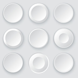 White circles abstract disk frames vector