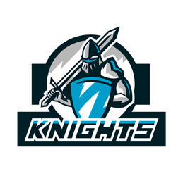 Colorful logo knight s emblem in iron armor vector