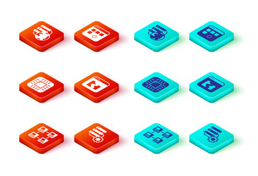 set hierarchy organogram chart server and gear vector image
