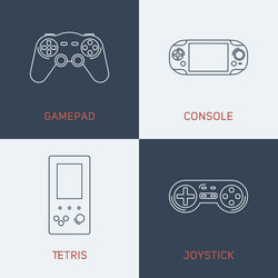 Set of modern thin line icons gamepad console vector