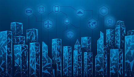 technology city background futuristic skyscraper vector