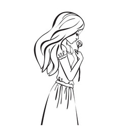beautiful romantic girl holds a rose Vector Image