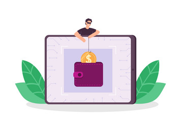 criminal and thief hacking computer stealing vector image