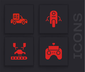 set remote control autonomous smart car robot vector image