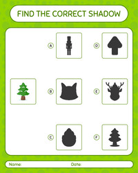 find the correct shadows game with pine tree vector image
