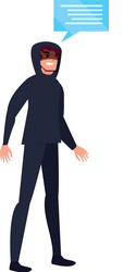 hacker man character speech bubble vector image