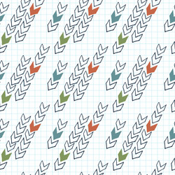 Seamless pattern of arrows on graph paper vector