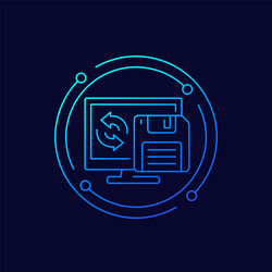 backup icon with a floppy disk linear design vector image