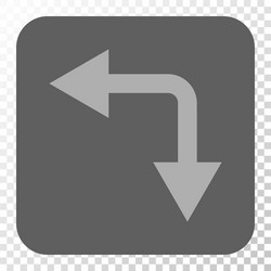 Bifurcation arrow left down rounded square button vector