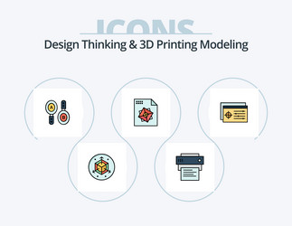 Design thinking and d printing modeling line vector