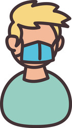 man avatar with mask line and fill style icon vector image