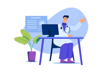 Medical clinic web concept in flat design doctor vector