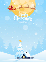 merry christmas card santa claus flying Vector Image