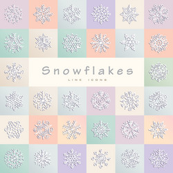 Snowflakes of various type and squares abstract vector