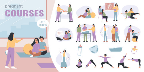 Pregnancy Wellness Courses Collection Vector Image