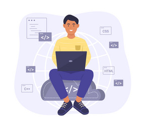 Programmer process coding for software development vector