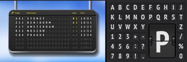 Airline departure board isolated flip vector