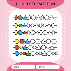 complete repeating patterns worksheet vector image