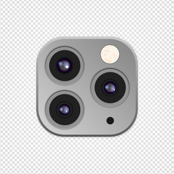 Realistic camera lenses 3d icon isolated vector