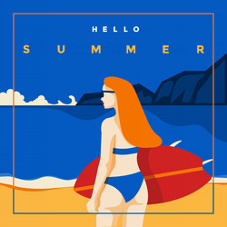 retro summer background flat design time 7 vector