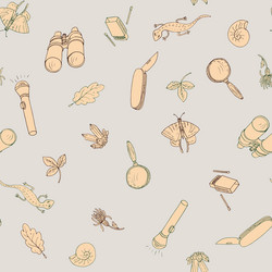 Seamless pattern with knife and magnifier vector