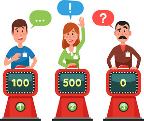 characters answer test question on intellect show vector