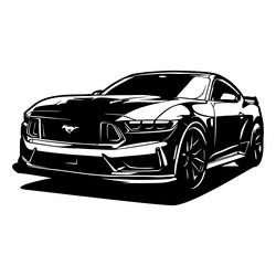 Classic Mustang Dark Horse Silhouette Vector Image