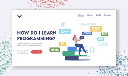 programming coding landing page template vector