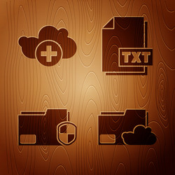 Set cloud storage text document folder add vector