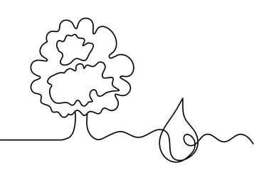 abstract drop with tree as line drawing on white vector image