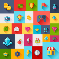 Background with game icons in flat design style vector