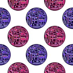 Circuit board sphere seamless pattern flat design vector