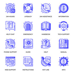 help and support web flat line icons set pack vector