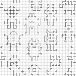 seamless pattern with empty pixel robots vector image