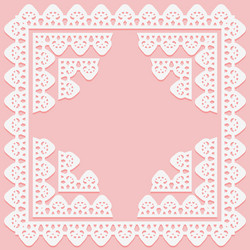 square frame with lace pattern on edge and corner vector image