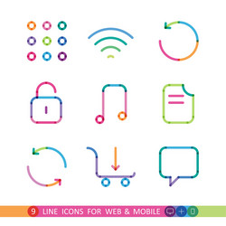 set from 9 color icons for web and mobile vector