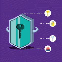 Shield with set icons cyber security vector