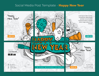 social media post template with doodle art vector