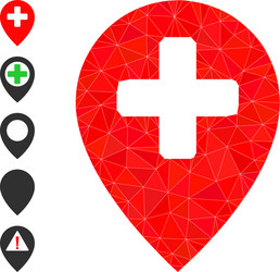 Clinic map pointer triangle icon and other icons vector