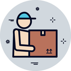 isolated avatar with delivery box fill block style vector image