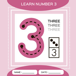 learn numbers 3 three children educational game vector