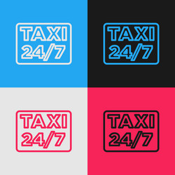 pop art line map pointer with taxi icon isolated vector image