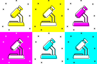 set microscope icon isolated on color background vector image