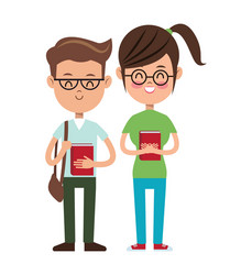 Back to school boy and girl nerd students vector