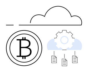 bitcoin cloud computing and data integration vector image